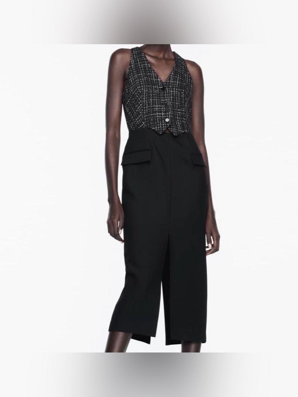 Zara Black Contrast Structured Top